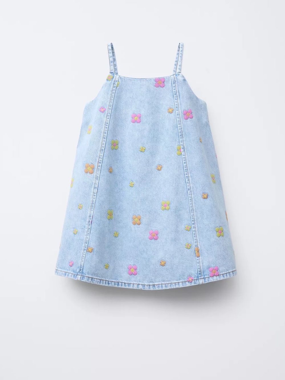 Zara Light Blue Floral Embroidered Kids Dress